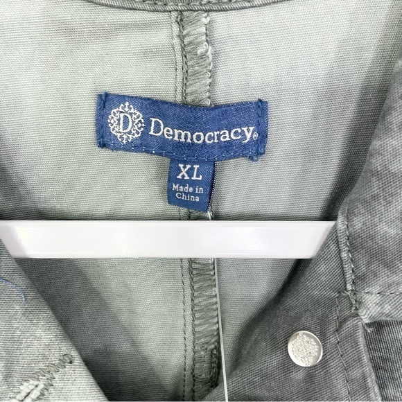 Democracy Seamed Denim Military Jacket Stormy Sea Tie Dye Gray NWT - Picture 9 of 10